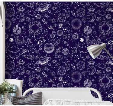 Planet doodle landscape wallpaper - TenStickers