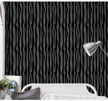 Harmaat ja mustat aaltoilevat raidat muut raitatapetit - Tenstickers