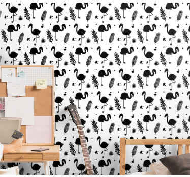 Tapete za zid  životinjske uzorak lišća flaminga - TenStickers