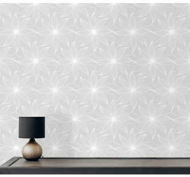 灰色墙纸 花卉几何图案 - TenStickers