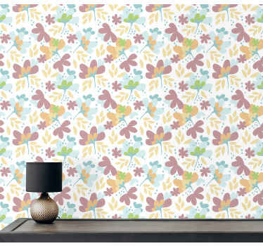 Papel tapiz flores decoración con motivos florales - TenVinilo