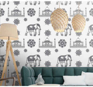 Elephant and Taj Mahal  animal wallpaper - TenStickers