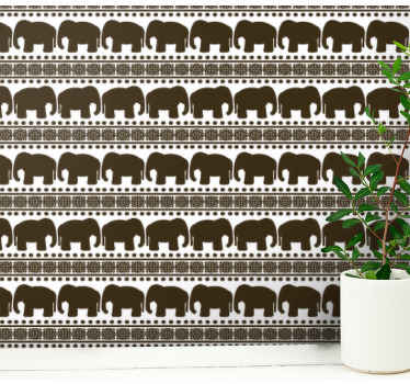 Elephant pattern animals wallpaper - TenStickers