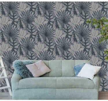 papel pintado troncos Carbón de palmera tropical - TenVinilo