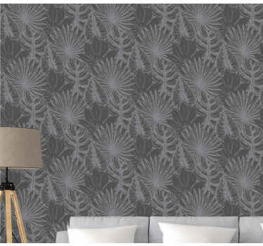 Tropical palm tree grey dark tree wallpaper - TenStickers