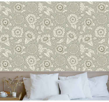 Pilkos saulėgrąžos gėlių tapetai - „Tenstickers“