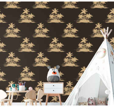 Papel tapiz árboles motivo de palma - TenVinilo