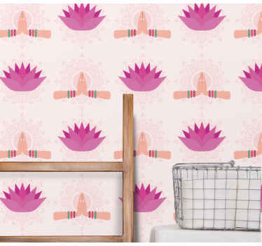 Namaste lotus modern wallpaper - TenStickers