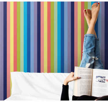 Papel pintado rayas horizontales motivo de rayas vibrantes - TenVinilo