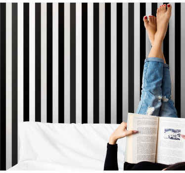 Papel pintado rayas horizontales monocromo rayado - TenVinilo