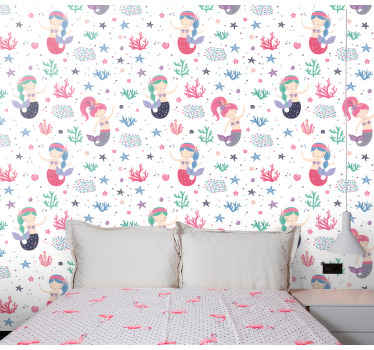 Papier peint chambre enfant aventure sous-marine des sirènes - TenStickers