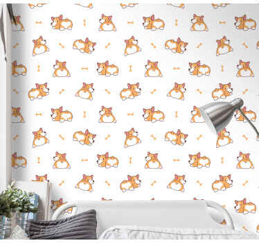 Tapete za zid pas razigrani korgi - TenStickers