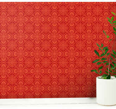 Rødt indisk mønster tapet klassisk - Tenstickers