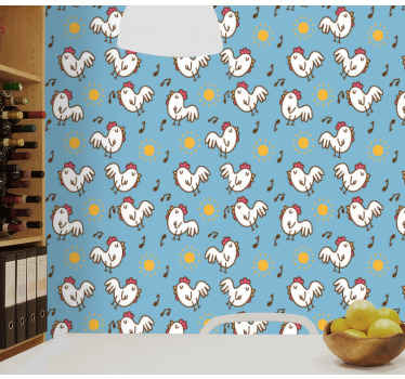 Cartoon chicken seamless pattern wallpaper - TenStickers