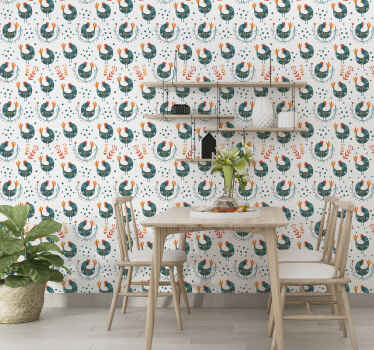 Papel pintado salón Patrón de pollo popular sin costuras - TenVinilo