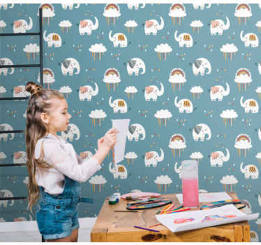 Playful Elephant Parade elephants wallpaper - TenStickers