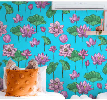 Papel tapiz flores exhibición de flor de loto - TenVinilo