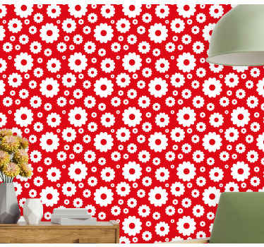 Papel tapiz flores exhibición de motivos florales - TenVinilo