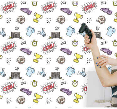 Papel pintado juvenil Patrón de elogios de fútbol - TenVinilo