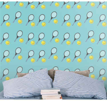 Ball and tennis blue Childrens Wallpaper - TenStickers