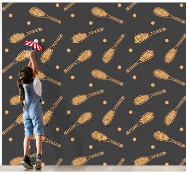 Orange ketsjere og bolde design børnetapet - TenStickers