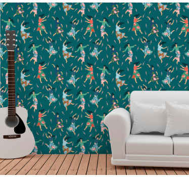 Papel pintado flores Mujeres bailando con - TenVinilo