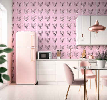 Hen Patterned Decor kitchen wallpaper - TenStickers