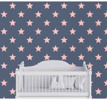 Papel pintado de estrellas Estrellas rosas y grises - TenVinilo