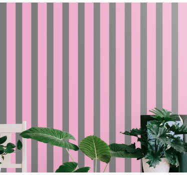 Pink and grey thick stripes vertical wallpaper - TenStickers