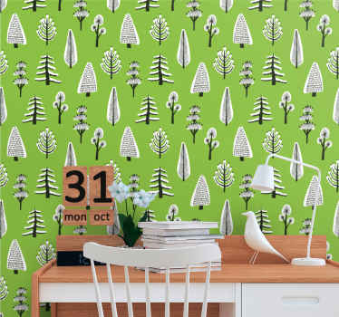 Papel mural naturaleza arreglo de árboles verdes - TenVinilo