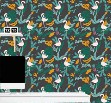 Tropical Flamingo Scene animal wallpaper - TenStickers