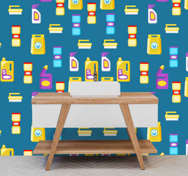 Laundry bottels wallpaper - TenStickers