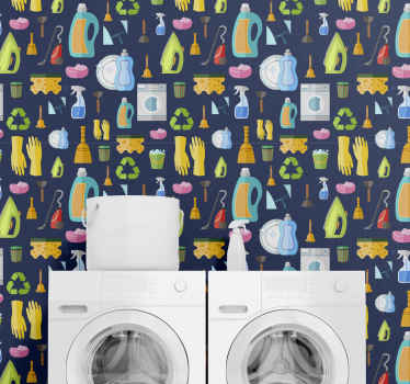 Laundry seamless icons wallpaper - TenStickers