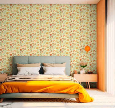 70's pop flowers pattern wallpaper - TenStickers