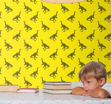 Papel tapiz dinosaurios aventura amarilla - TenVinilo