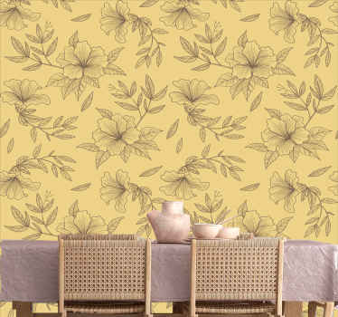 Moderni kukkasuunnittelu olohuone tapetit - Tenstickers