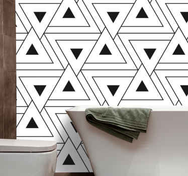 Tapete Badezimmer schwarz-weißer dreieckiger umriss - TenStickers