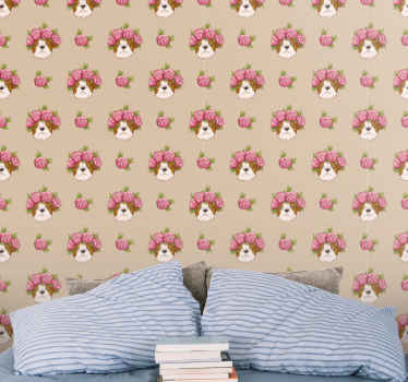 Floral Canine Motif cute dog wallpaper - TenStickers