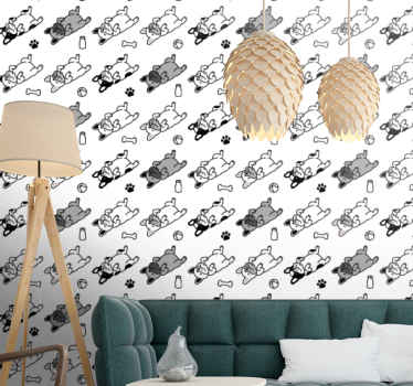 Fekete és szürke kutyák mintás hálószoba tapéta - TenStickers