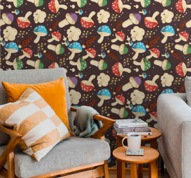 Többszínű gomba mintás virág tapéta - TenStickers