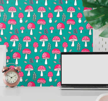 Papel pintado naturaleza patrón de hongos del bosque - TenVinilo