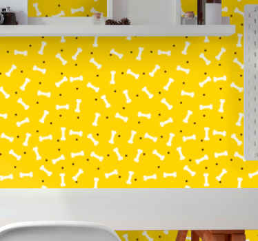 papel de parede para quarto Osso de cão com fundo amarelo - TenStickers