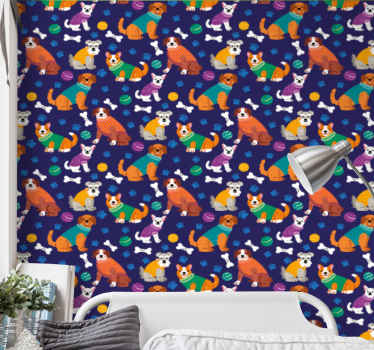Playful Pet Patterns animal wallpaper - TenStickers