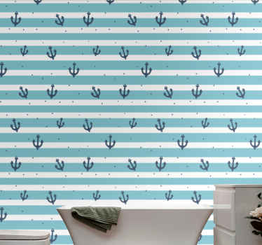 Papel tapiz rayas patrón de rayas náuticas - TenVinilo