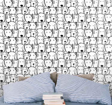 Cute dogs pattern Bedroom Wallpaper - TenStickers