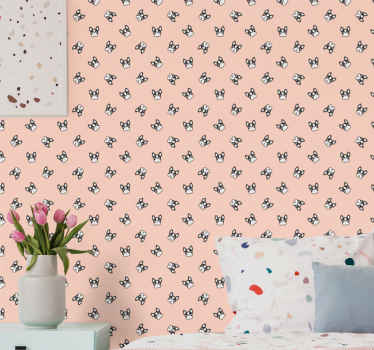 Cute french bulldogs pattern Bedroom Wallpaper - TenStickers