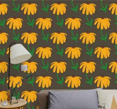 Papel tapiz flores patrón de emblema floral - TenVinilo