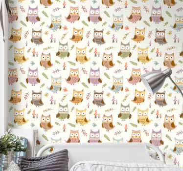 Owl Pattern animals wallpaper - TenStickers