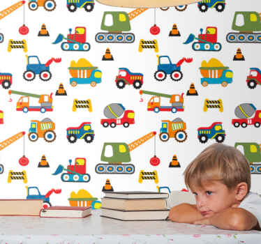 Papel tapiz infantil deleite de construcción - TenVinilo