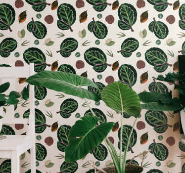 Grønne røde maranta blader tapet blomster - Tenstickers